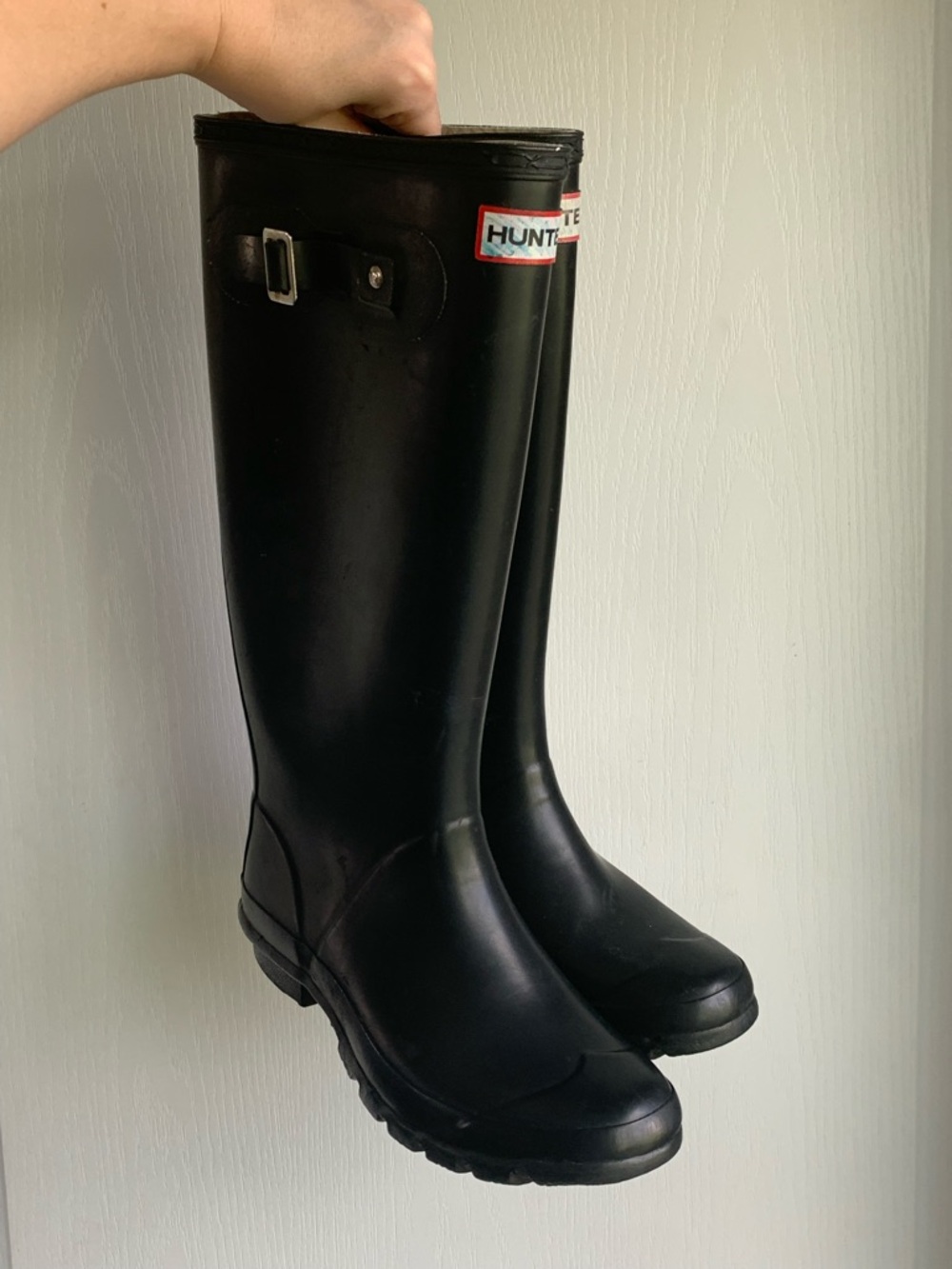 Hunter Glossy Black Tall Rubber Rain Boots